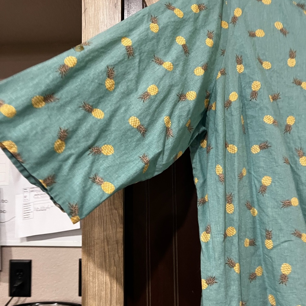Catherines Green Shirt with Pineapple Print - Picture 6 of 9